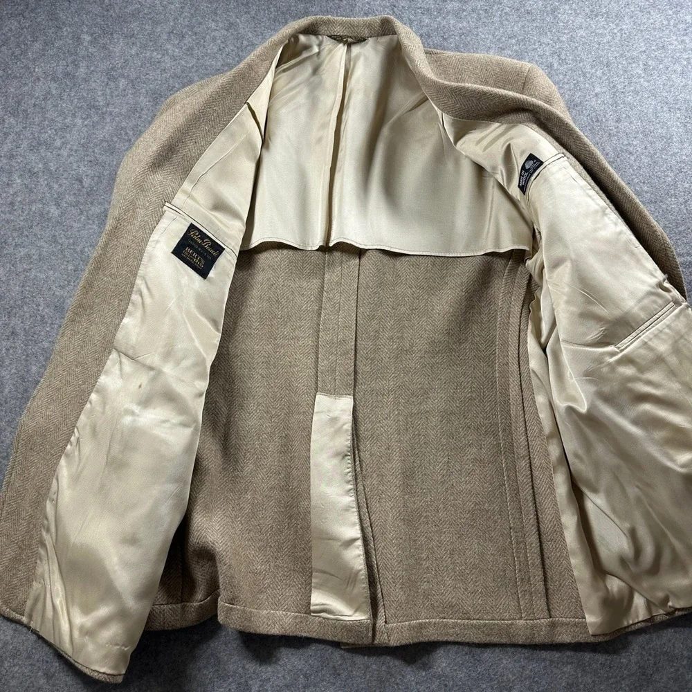 Palm Beach Blazer‎ Mens Big & Tall Tan Wool Herringbone Suede Elbow Patches USA